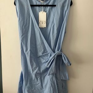 Zara Light Blue Wrap Jumpsuit